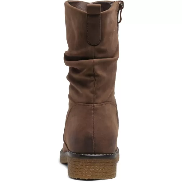 imageDREAM PAIRS Womens Mid Calf Combat Riding Fashion Winter BootsTanPu