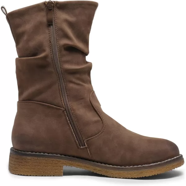 imageDREAM PAIRS Womens Mid Calf Combat Riding Fashion Winter BootsTanPu