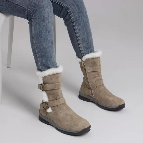imageDREAM PAIRS Womens Mid Calf Fashion Winter Snow BootsKhaki