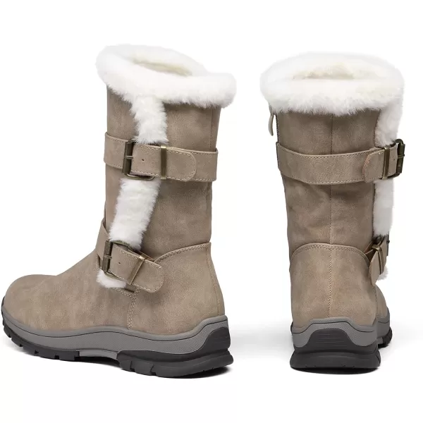 imageDREAM PAIRS Womens Mid Calf Fashion Winter Snow BootsKhaki