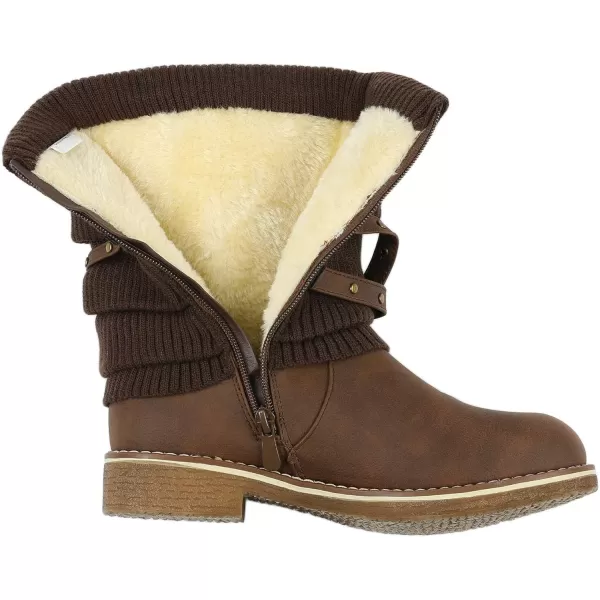 imageDREAM PAIRS Womens Mid Calf Fashion Winter Snow BootsOussiebrown