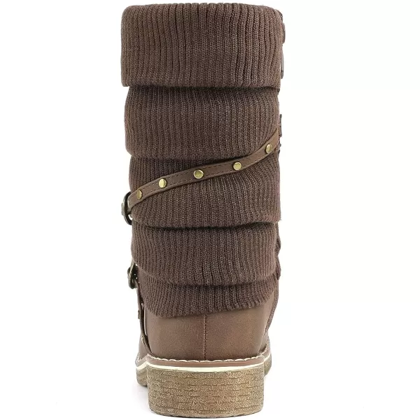 imageDREAM PAIRS Womens Mid Calf Fashion Winter Snow BootsOussiebrown