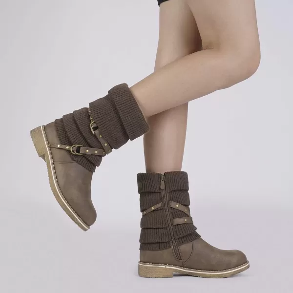 imageDREAM PAIRS Womens Mid Calf Fashion Winter Snow BootsOussiebrown