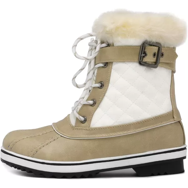 imageDREAM PAIRS Womens Mid Calf WaterProof Winter Snow Boots3beige White
