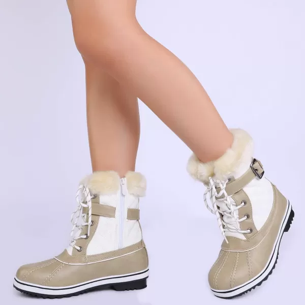 imageDREAM PAIRS Womens Mid Calf WaterProof Winter Snow Boots3beige White