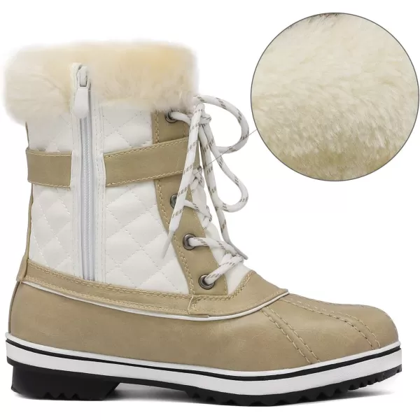 imageDREAM PAIRS Womens Mid Calf WaterProof Winter Snow Boots3beige White