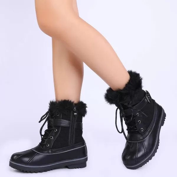 imageDREAM PAIRS Womens Mid Calf WaterProof Winter Snow Boots3black