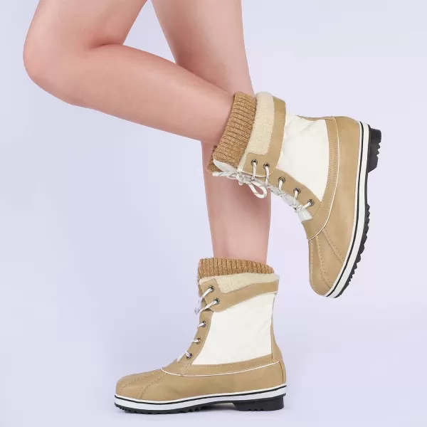 imageDREAM PAIRS Womens Mid Calf WaterProof Winter Snow BootsBeige White01