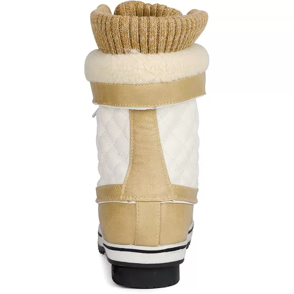 imageDREAM PAIRS Womens Mid Calf WaterProof Winter Snow BootsBeige White01