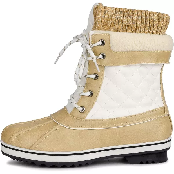 imageDREAM PAIRS Womens Mid Calf WaterProof Winter Snow BootsBeige White01