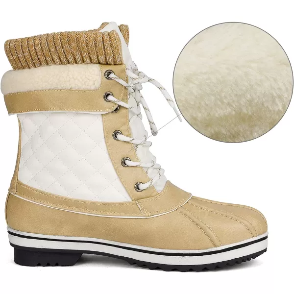 imageDREAM PAIRS Womens Mid Calf WaterProof Winter Snow BootsBeige White01
