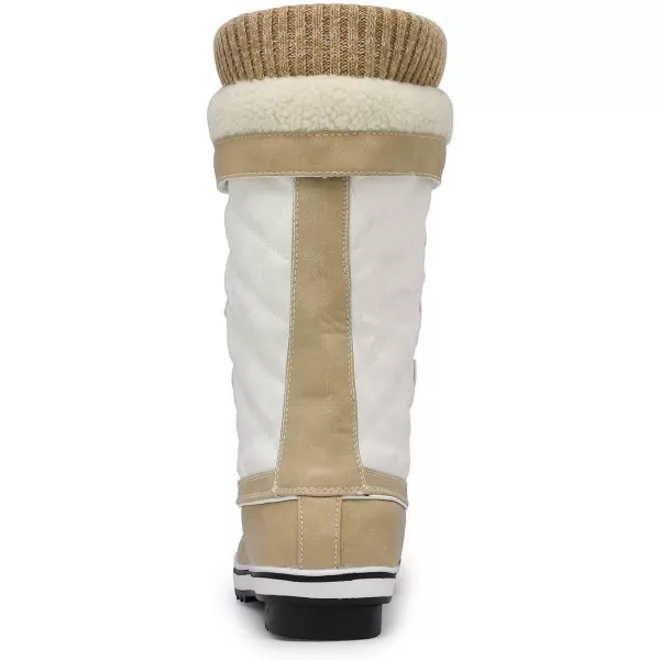 imageDREAM PAIRS Womens MidCalf Waterproof Winter Snow BootsBeigeWhite