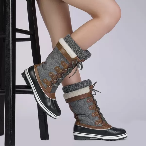 imageDREAM PAIRS Womens MidCalf Waterproof Winter Snow BootsBlackGrey