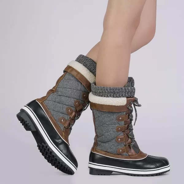 imageDREAM PAIRS Womens MidCalf Waterproof Winter Snow BootsBlackGrey