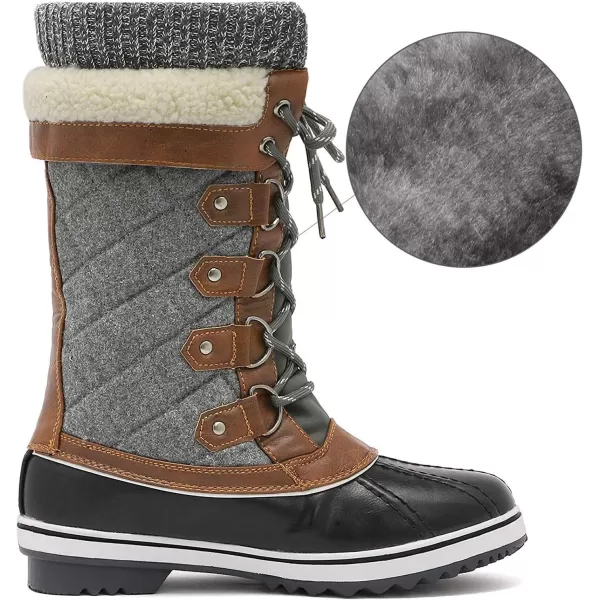 imageDREAM PAIRS Womens MidCalf Waterproof Winter Snow BootsBlackGrey