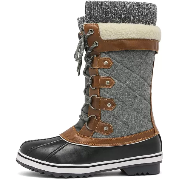 imageDREAM PAIRS Womens MidCalf Waterproof Winter Snow BootsBlackGrey