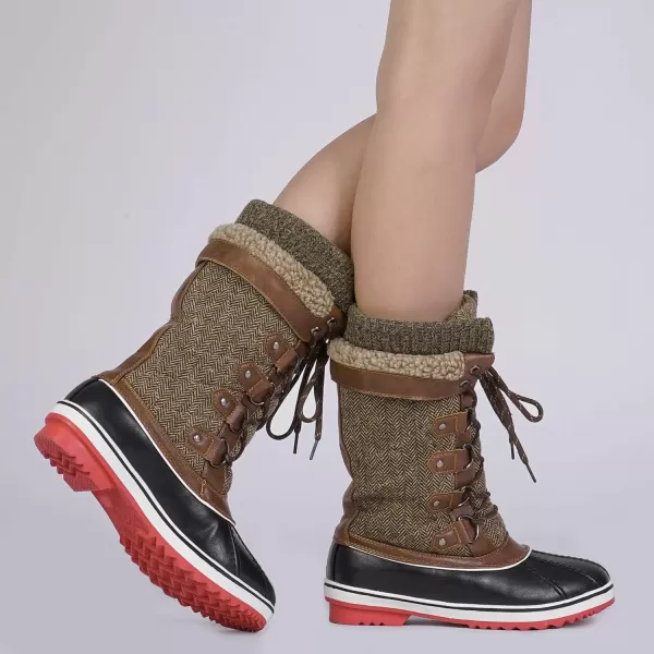 imageDREAM PAIRS Womens MidCalf Waterproof Winter Snow BootsBrown