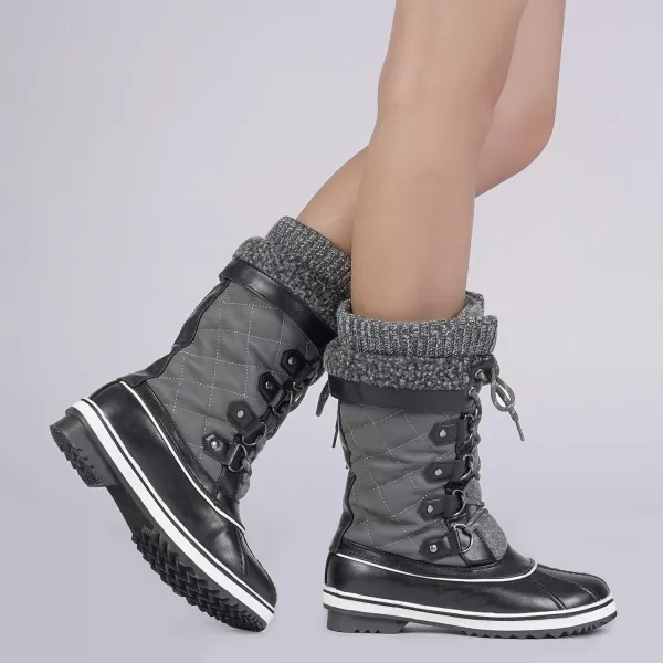 imageDREAM PAIRS Womens MidCalf Waterproof Winter Snow BootsGrey