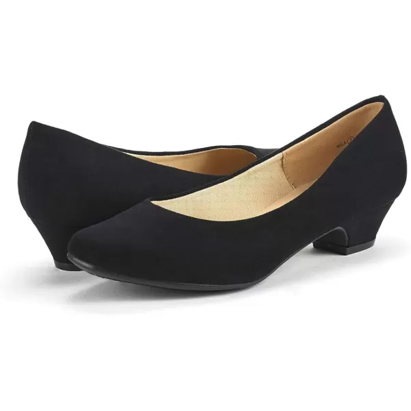 imageDREAM PAIRS Womens Mila Low Chunky Heel Pump ShoesBlack Suede