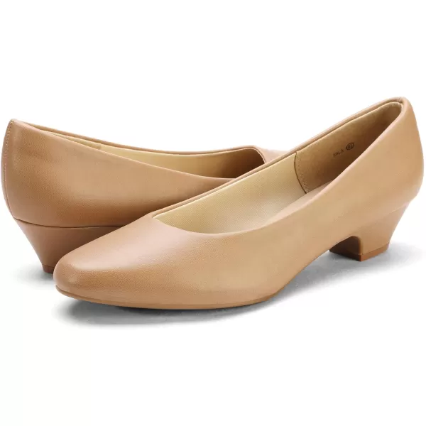 imageDREAM PAIRS Womens Mila Low Chunky Heel Pump ShoesNude Pu