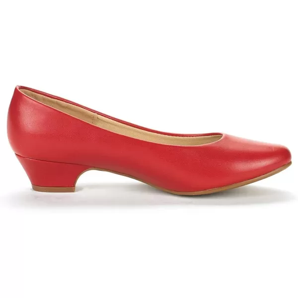 imageDREAM PAIRS Womens Mila Low Chunky Heel Pump ShoesRed Pu