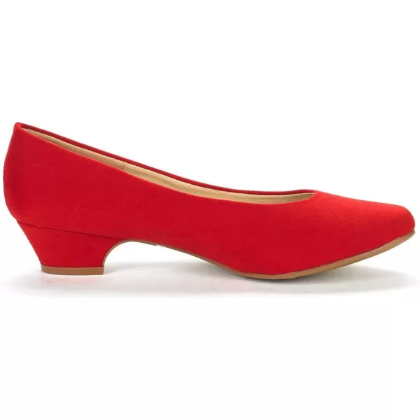 imageDREAM PAIRS Womens Mila Low Chunky Heel Pump ShoesRed Suede