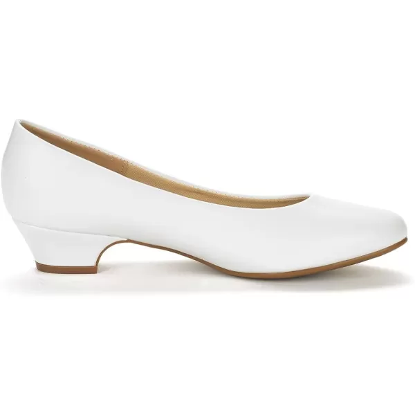 imageDREAM PAIRS Womens Mila Low Chunky Heel Pump ShoesWhite Pu