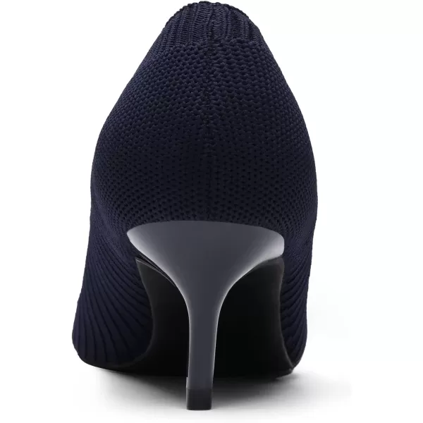 imageDREAM PAIRS Womens Moda Low Heel DOrsay Pointed Toe Pump ShoesNavy BlueKnitting