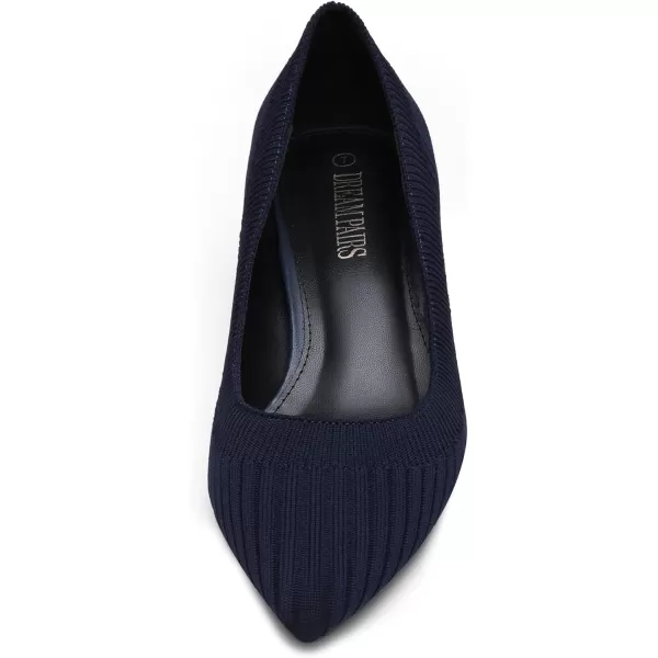 imageDREAM PAIRS Womens Moda Low Heel DOrsay Pointed Toe Pump ShoesNavy BlueKnitting