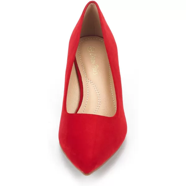 imageDREAM PAIRS Womens Moda Low Heel DOrsay Pointed Toe Pump ShoesRed Suede