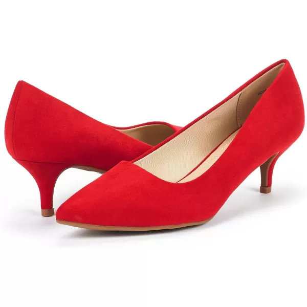 imageDREAM PAIRS Womens Moda Low Heel DOrsay Pointed Toe Pump ShoesRed Suede
