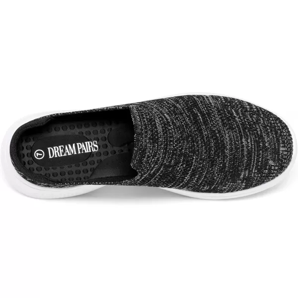 imageDREAM PAIRS Womens Mules Shoes Slip on Sneakers Knit Flats Platform Lightweight Breathable NonSlip Walking ShoesBlackGrey
