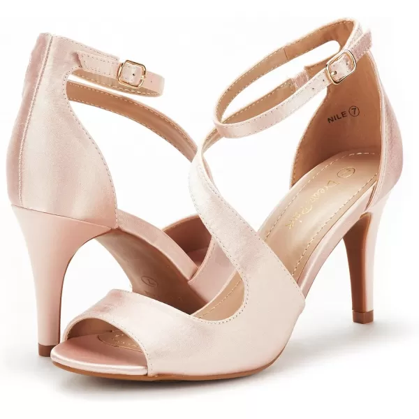 imageDREAM PAIRS Womens NILE Fashion Stilettos Open Toe Pump Heel SandalsChampagne Satin