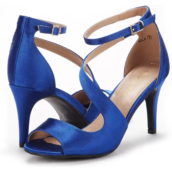 imageDREAM PAIRS Womens NILE Fashion Stilettos Open Toe Pump Heel SandalsRoyal Blue Satin