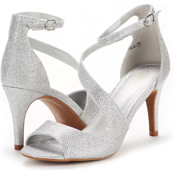 imageDREAM PAIRS Womens NILE Fashion Stilettos Open Toe Pump Heel SandalsSilver Glitter