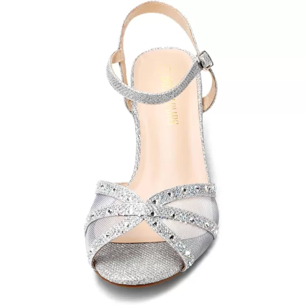 imageDREAM PAIRS Womens Nina Low Heel Pump Sandals150silver