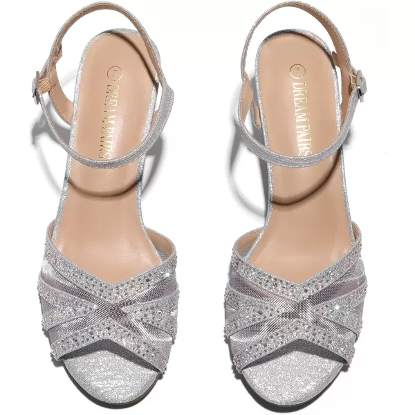 imageDREAM PAIRS Womens Nina Low Heel Pump Sandals166silver