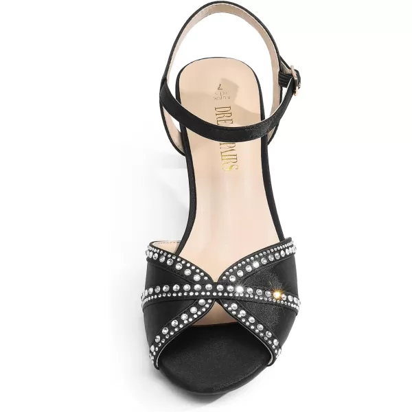 imageDREAM PAIRS Womens Nina Low Heel Pump SandalsBlacksatin