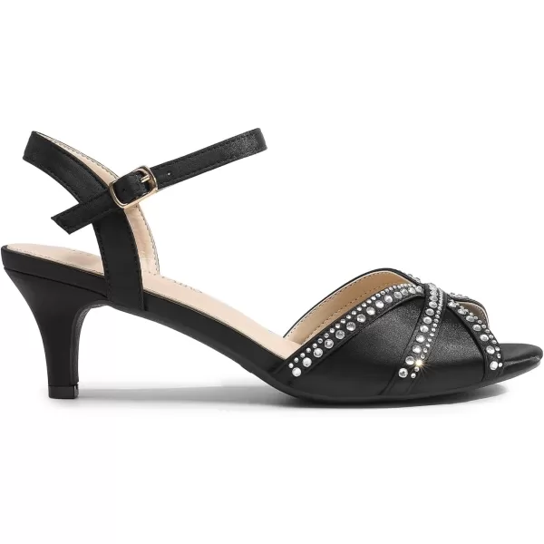 imageDREAM PAIRS Womens Nina Low Heel Pump SandalsBlacksatin