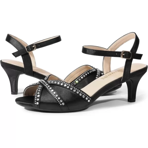 imageDREAM PAIRS Womens Nina Low Heel Pump SandalsBlacksatin