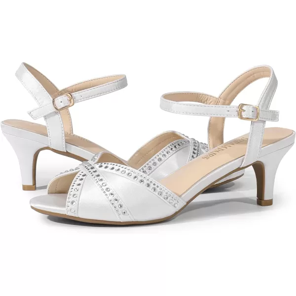 imageDREAM PAIRS Womens Nina Low Heel Pump SandalsWhitesatin