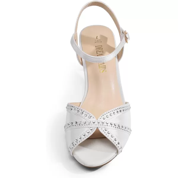 imageDREAM PAIRS Womens Nina Low Heel Pump SandalsWhitesatin
