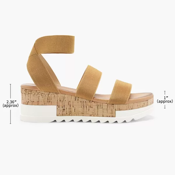 imageDREAM PAIRS Womens Open Toe Ankle Strap Casual Flatform Platform SandalsCamel1