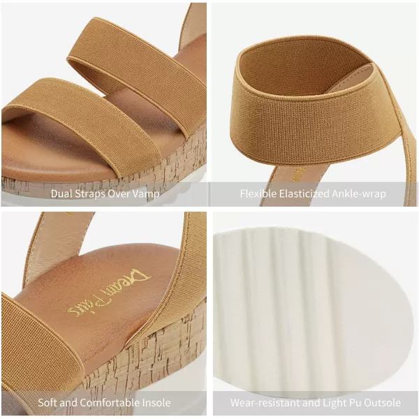 imageDREAM PAIRS Womens Open Toe Ankle Strap Casual Flatform Platform SandalsCamel1