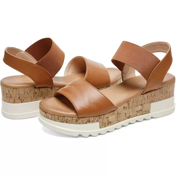imageDREAM PAIRS Womens Open Toe Ankle Strap Casual Flatform Platform SandalsCamel2
