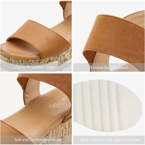 imageDREAM PAIRS Womens Open Toe Ankle Strap Casual Flatform Platform SandalsCamel2