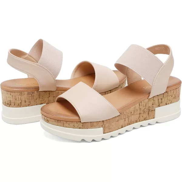 imageDREAM PAIRS Womens Open Toe Ankle Strap Casual Flatform Platform SandalsNude2