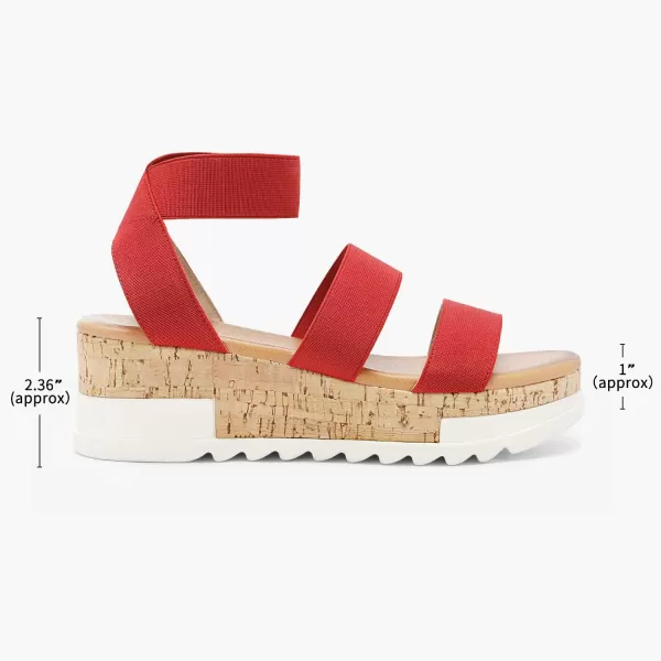imageDREAM PAIRS Womens Open Toe Ankle Strap Casual Flatform Platform SandalsRed1
