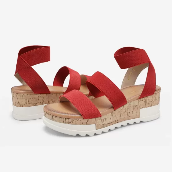 imageDREAM PAIRS Womens Open Toe Ankle Strap Casual Flatform Platform SandalsRed1