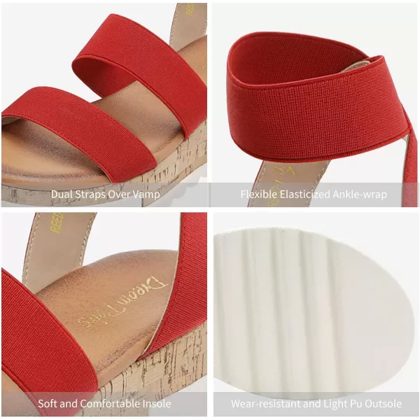 imageDREAM PAIRS Womens Open Toe Ankle Strap Casual Flatform Platform SandalsRed1